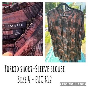 Torrid Black and Brown Patterned Blouse